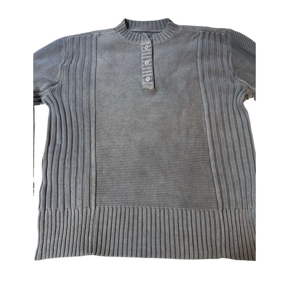 Weekendz off Men Long sleeve knit henley gray pullover sweater L